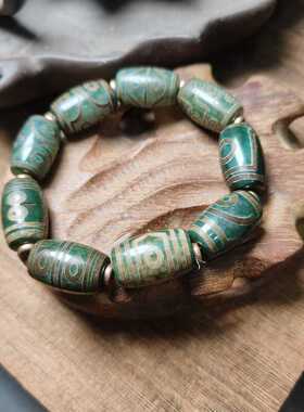 绿色天珠西藏老玛瑙藏式复古