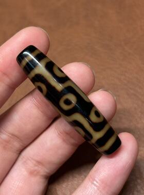 藏传天然老玛瑙颈饰黑金三眼九眼天珠藏式项链锁骨链吊坠玉髓挂件