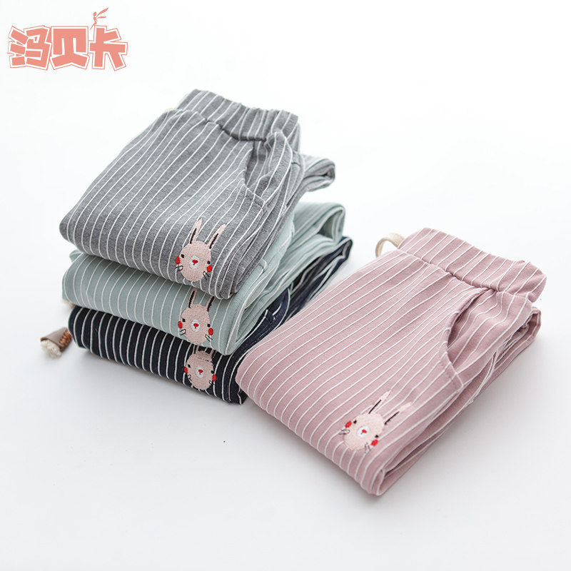 断码清仓女童春秋装长裤韩版小童装裤子条纹宽松休闲裤女孩运动裤