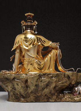 水月观音掐丝贴金镶宝观世音菩萨