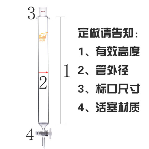 24标准口玻璃砂芯层析柱 外径10mm*长20/30/40/50/60/70/80/1米过滤器具G2砂芯片加厚过滤柱四氟活塞过滤装置 - 图0