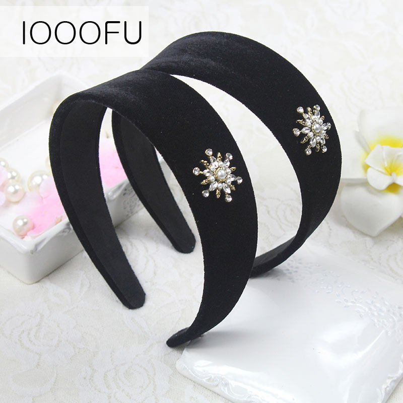雪花水钻丝绒女法式复古绒面闪发箍 旺千福发饰