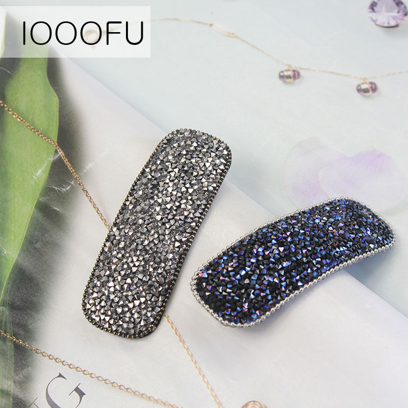 闪亮方形压发韩国彩钻侧边刘海夹 旺千福发饰