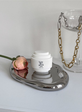 陶瓷收纳简约风桌面镀银泼墨托盘