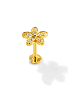 钛合金五叶花锆石耳钉女防过敏