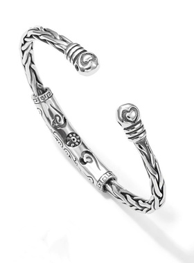 国潮S925银六字箴言手镯男女情侣