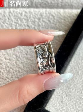 复古时尚花朵戒指女个性气质做旧