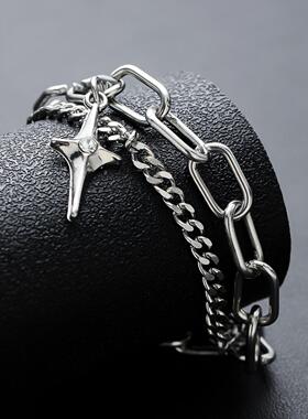 手链女镶钻十字架钛钢不掉色手饰