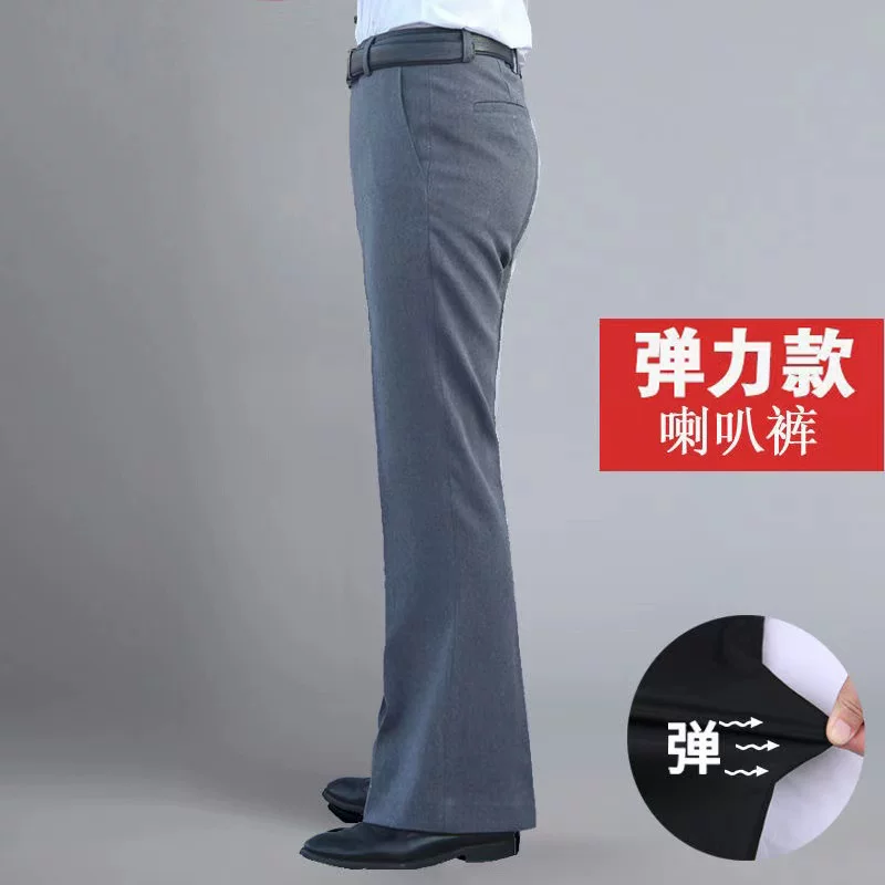 Ретро-осень эластичные расклешенные брюки, оверсайз, slim fit, свободный крой