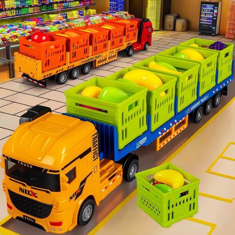 超大号水果运输车模型惯性可拆卸拖车男孩货运车儿童超长玩具车,淘宝优惠券,粉丝福利购,淘宝优惠卷