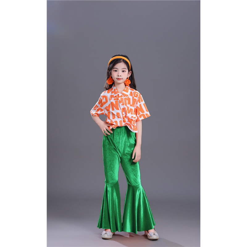 服走秀花年代演出服女童幼儿8090衬衫复古喇叭裤港风舞蹈套装儿童,淘宝优惠券,粉丝福利购,淘宝优惠卷