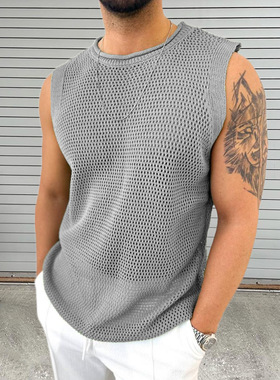 New Knit Men's Crew Neck Sleeveless Vest针织男式圆领无袖背心