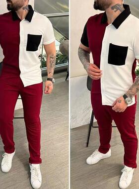 Men's Shirt and Long Pants Casual Sports Suit男衬衫长裤 套装
