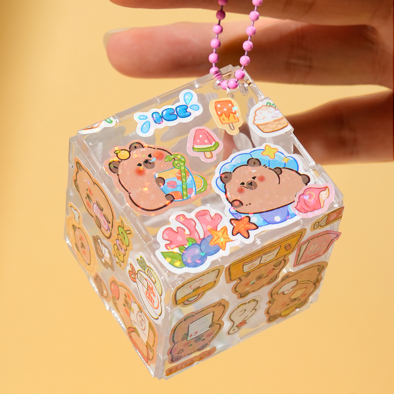 卡皮巴拉贴纸女孩儿童咕卡贴纸套装手工熊猫diy小图案奖励贴画PET手帐咕卡魔方手账礼盒小扇子咕咔盘材料套装 - 图0