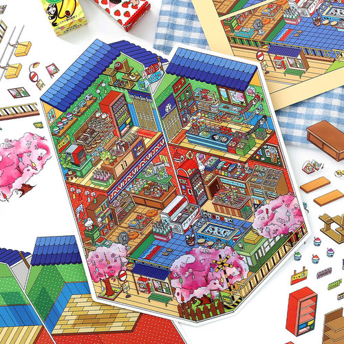 infeelme造景贴纸今日营业中23.0系列和菓子屋红楼观园微缩场景合集本大号手工diy玩具女孩3D立体小屋贴画 - 图2