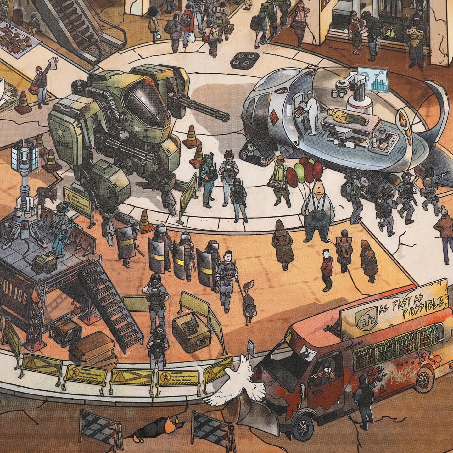 废土车站造景贴纸芯陌荒墟赛博系列废土风高难度微缩场景3D立体小屋贴画手帐手工儿童玩具女孩元旦圣诞礼物,淘宝优惠券,粉丝福利购,淘宝优惠卷