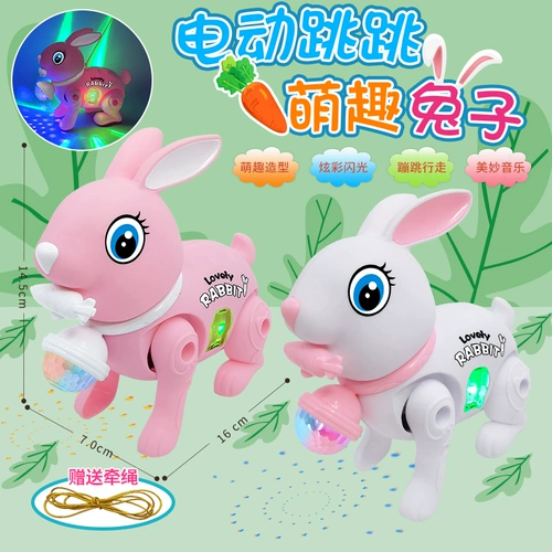 Музыкальная легкая игрушка, электрический кролик, цвет, белый кролик, 3D