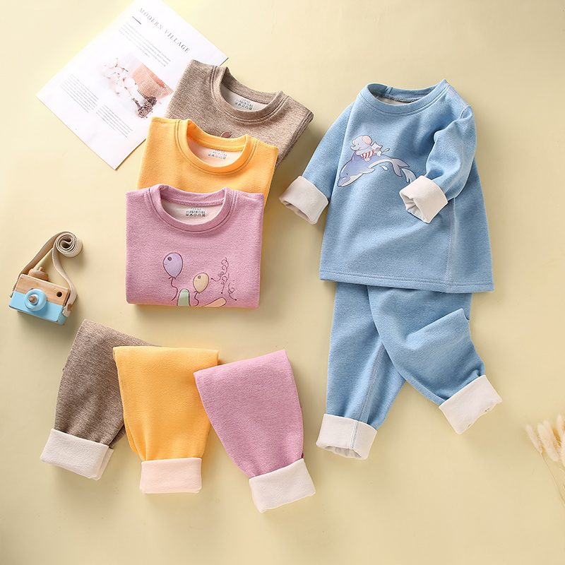 清货双面德绒儿童无痕保暖内衣套装男女童打底衫宝宝秋衣秋裤春冬 - 图2