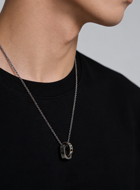 痞帅钛钢圆圈男士长款项链