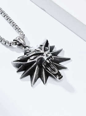 巫师三狼头项链杰洛特项链男钛钢配饰巫师三游戏同款吊坠毛衣链潮