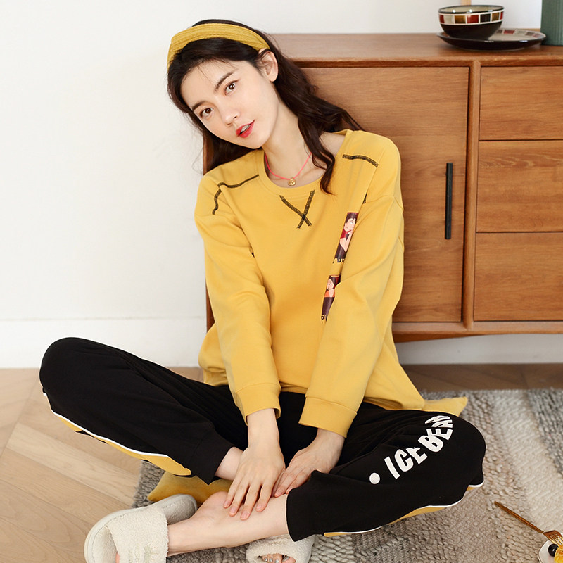 春秋纯棉长袖女款休闲外穿居家睡衣 索纳茜睡衣/家居服套装