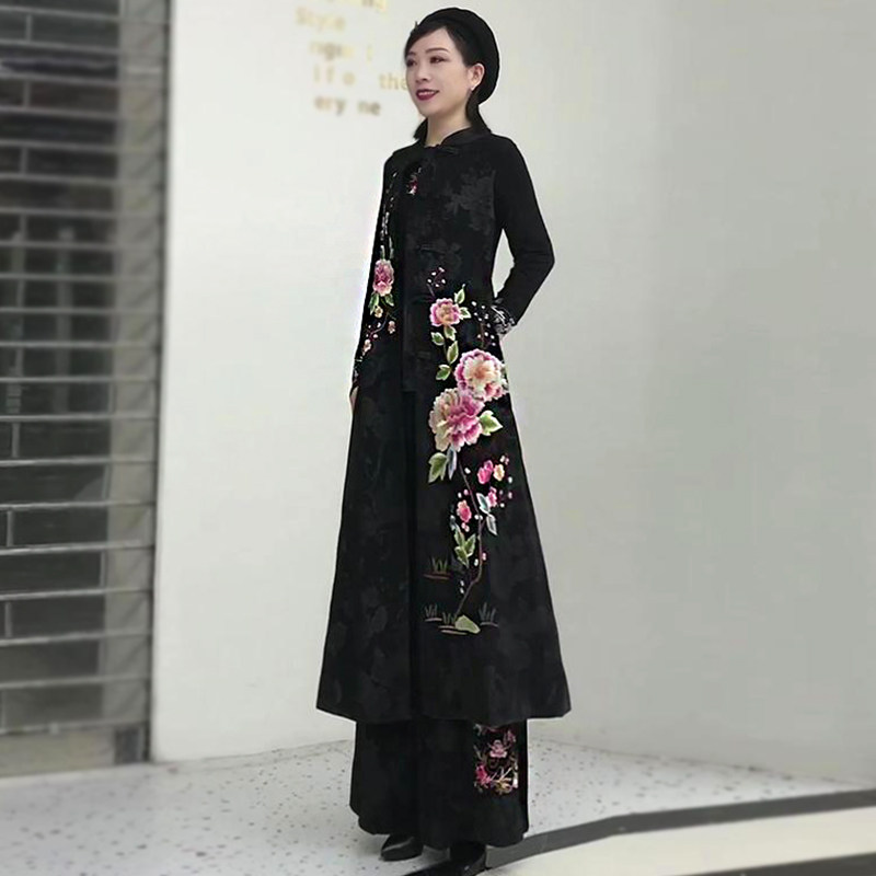 2025年秋季新款新中式过膝长款马甲民族风刺绣马夹坎肩风衣外套女,淘宝优惠券,粉丝福利购,淘宝优惠卷