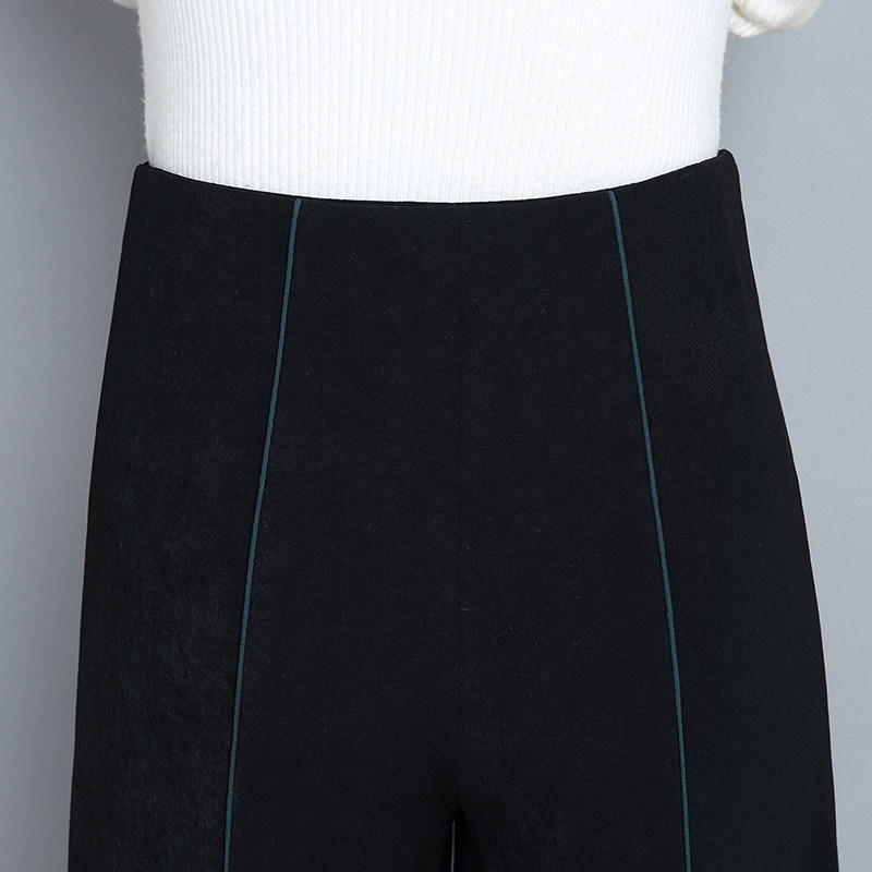 qslz /清水灵籽黑色阔腿裤女休闲裤 清水灵籽休闲裤