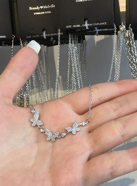 官网bm项链女夏设计感小众百搭三只蝴蝶吊坠brandymelville锁骨链