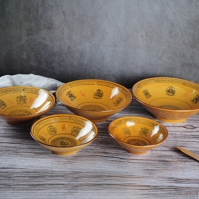 面碗商用碗餐具怀旧中式招财进宝碗陶瓷大碗米饭汤碗拉面碗餐具碗-图2