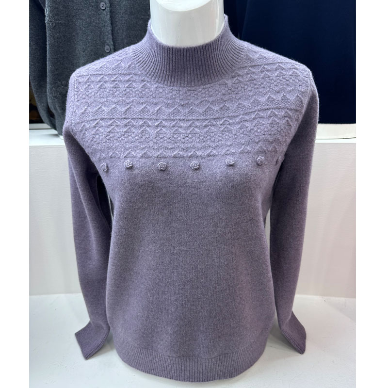 雪豹妈妈羊绒衫女款2025新款毛衣加厚打底针织衫中老年女装羊毛衫 - 图1