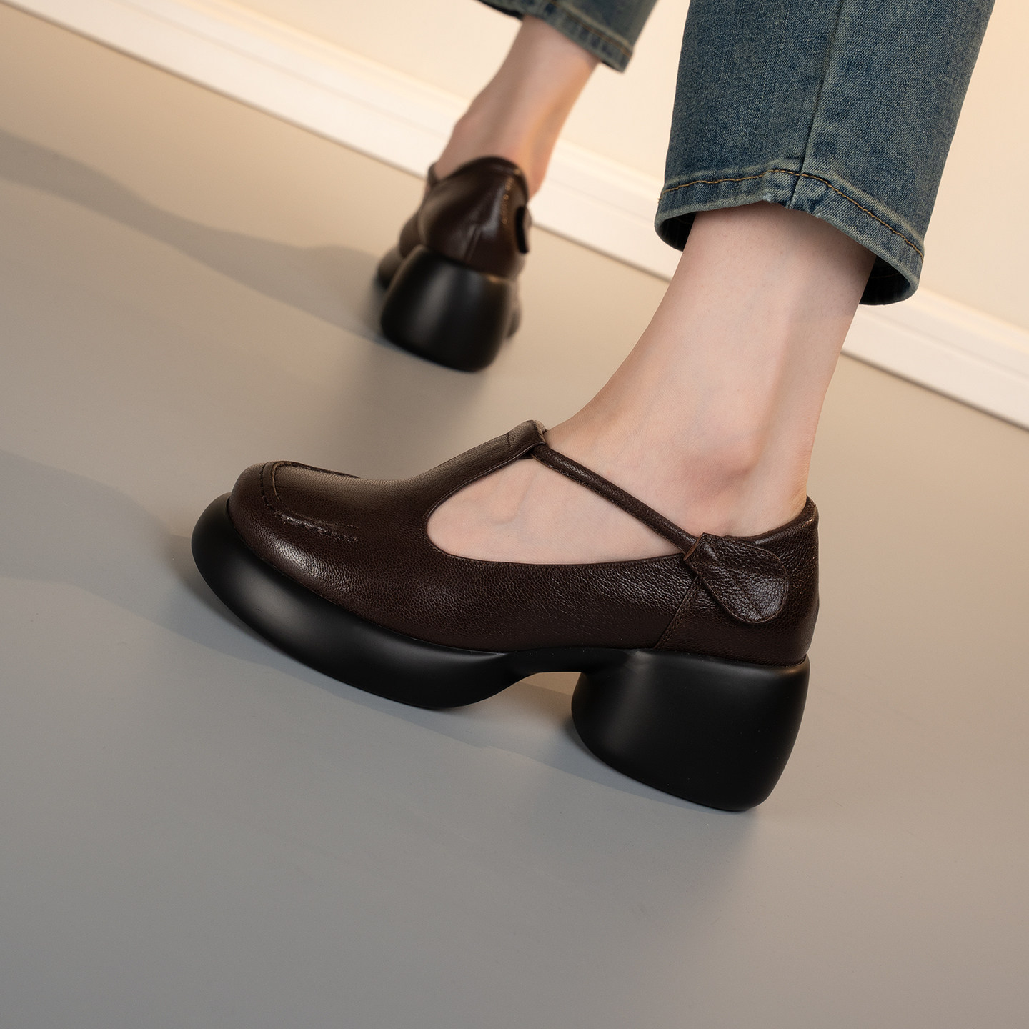 2026新款厚底玛丽珍鞋女粗跟圆头深口单鞋百搭复古通勤小众复古,淘宝优惠券,粉丝福利购,淘宝优惠卷