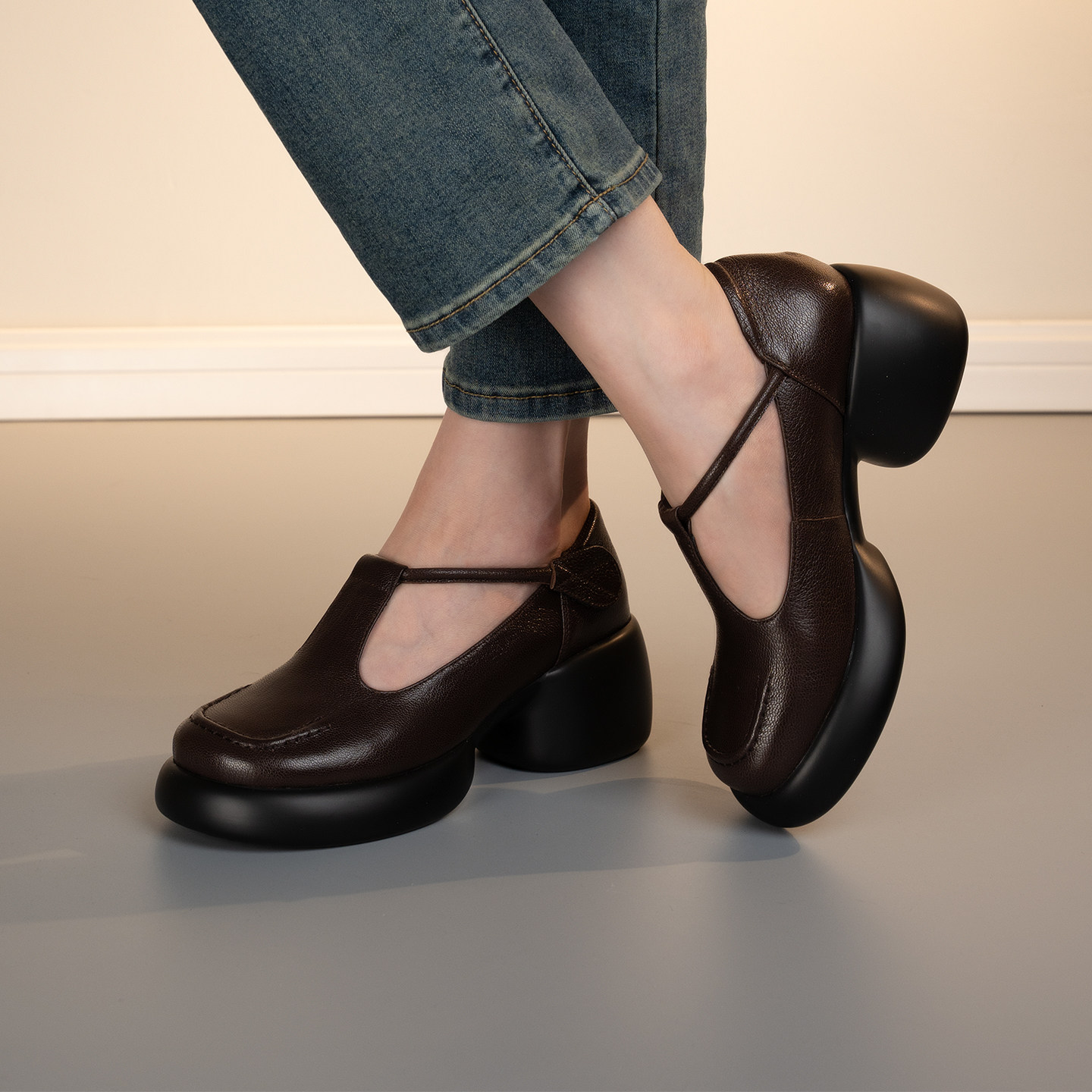 2026新款厚底玛丽珍鞋女粗跟圆头深口单鞋百搭复古通勤小众复古,淘宝优惠券,粉丝福利购,淘宝优惠卷