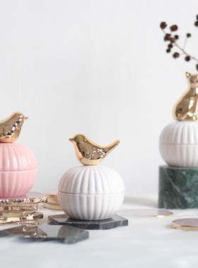 桌面摆件桌面首饰盒ins陶瓷