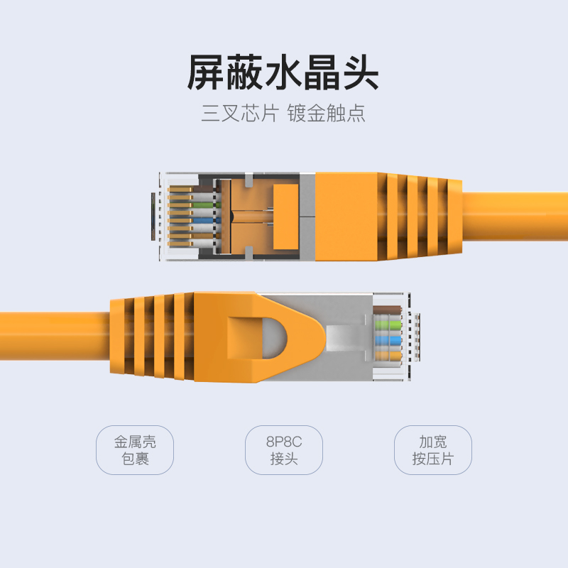 威迅VPC6SSTP超六类网线双屏蔽千兆纯铜成品带水晶头家用8芯cat6a - 图1