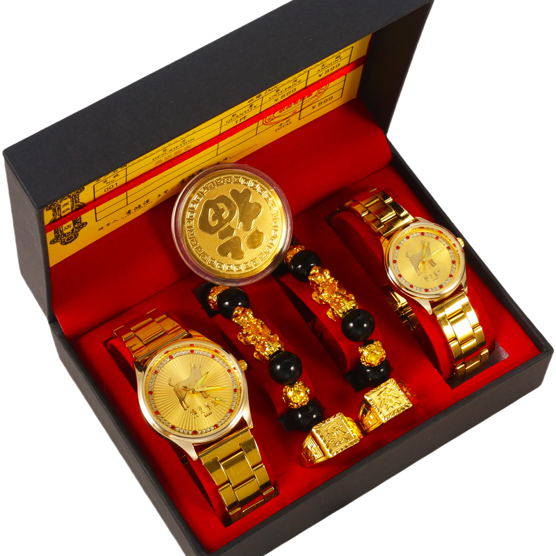 蛇年绝版典藏沙金机械情侣表八件一盒生肖守护招财转自动手表男女 - 图2