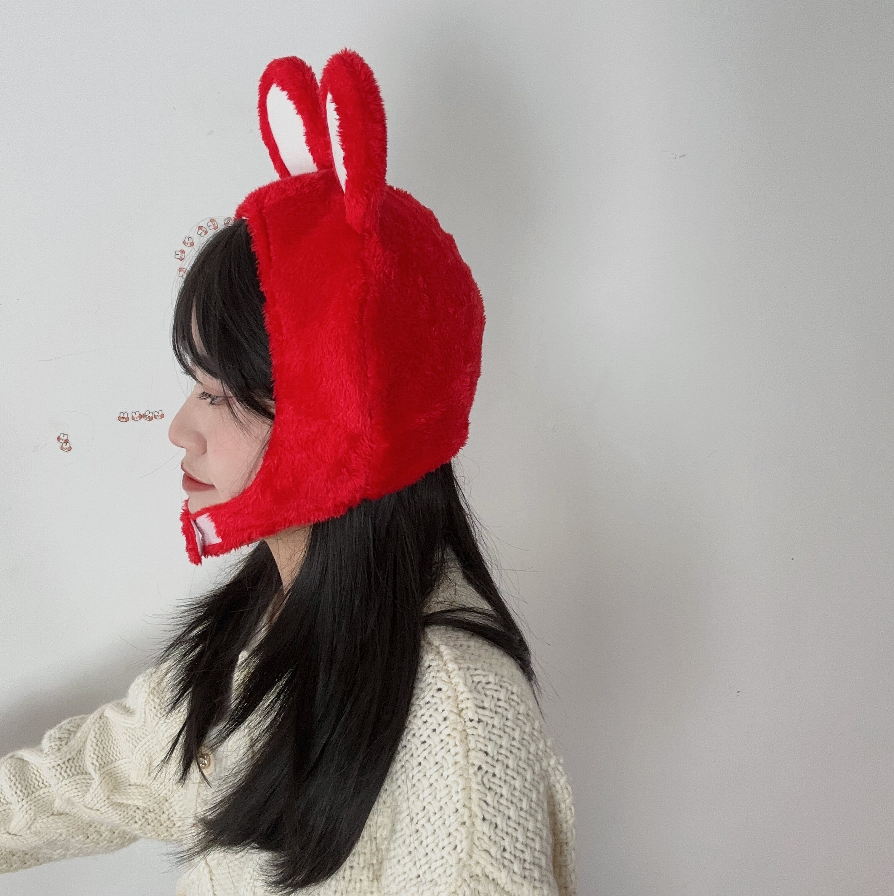 兔年吉祥物可爱搞怪卡通少女心甜美兔子大耳朵长耳兔头套帽子拍照