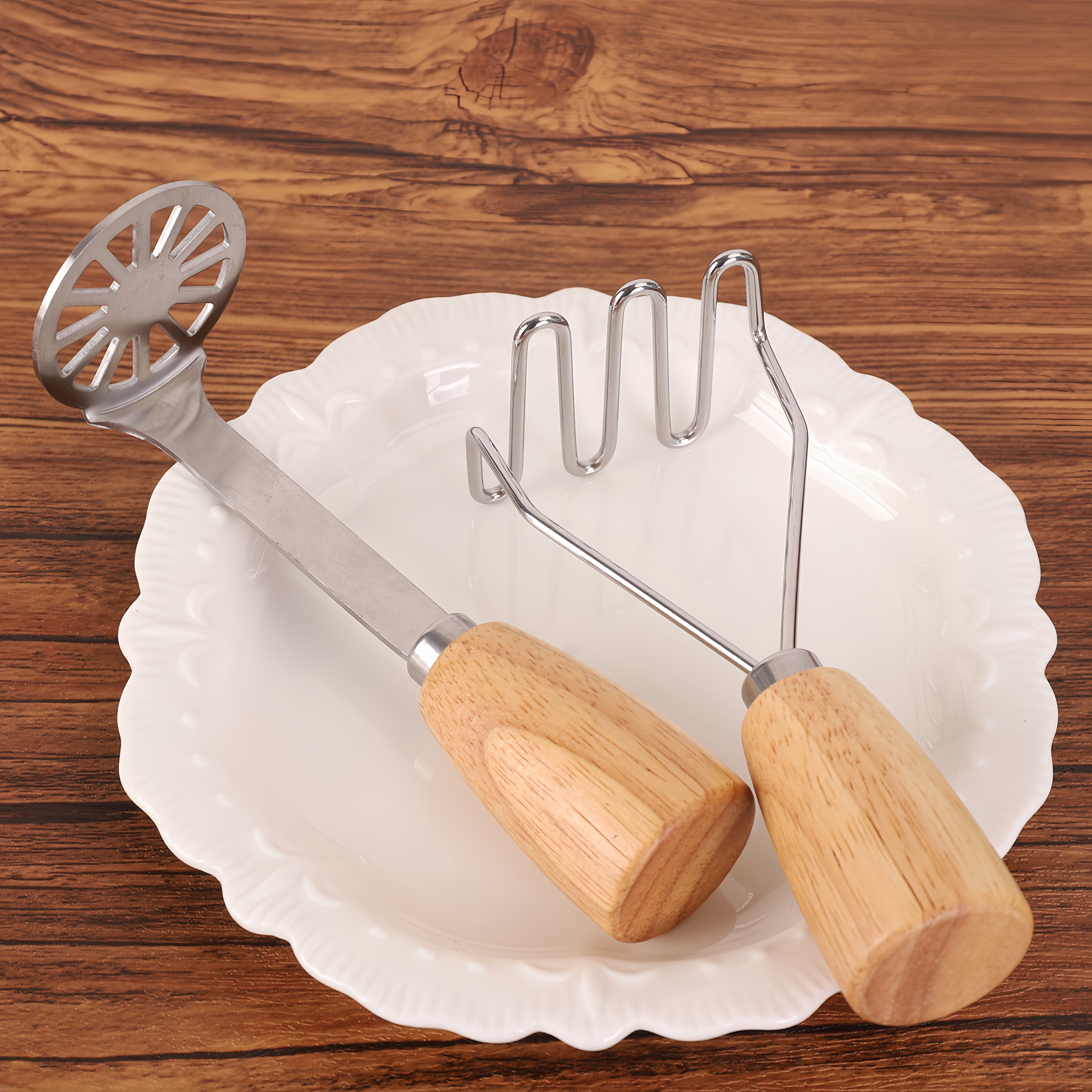 实木不锈钢立式压薯器厨房工具DIY土豆泥芋头芋泥番薯压泥捣泥器 - 图1