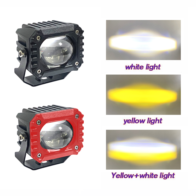 2英寸汽车led方灯suv越野车顶射灯前杠灯近光雾灯超亮黄白双色灯