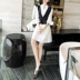 2019 phụ nữ mới mùa thu phù hợp với mùa thu đầu thu lưới màu đỏ khí hai mảnh phổ biến áo vest nữ mùa thu - Váy eo cao váy khoét eo Váy eo cao