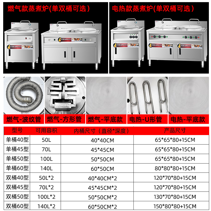 煮面炉商用电热节能双桶方形煮面桶多功能煮面锅汤面炉双头麻辣烫 - 图1