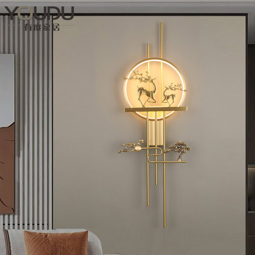 全铜后现代轻奢客厅壁灯格栅电视背景墙灯卧室简约大气装饰壁灯 - 图3