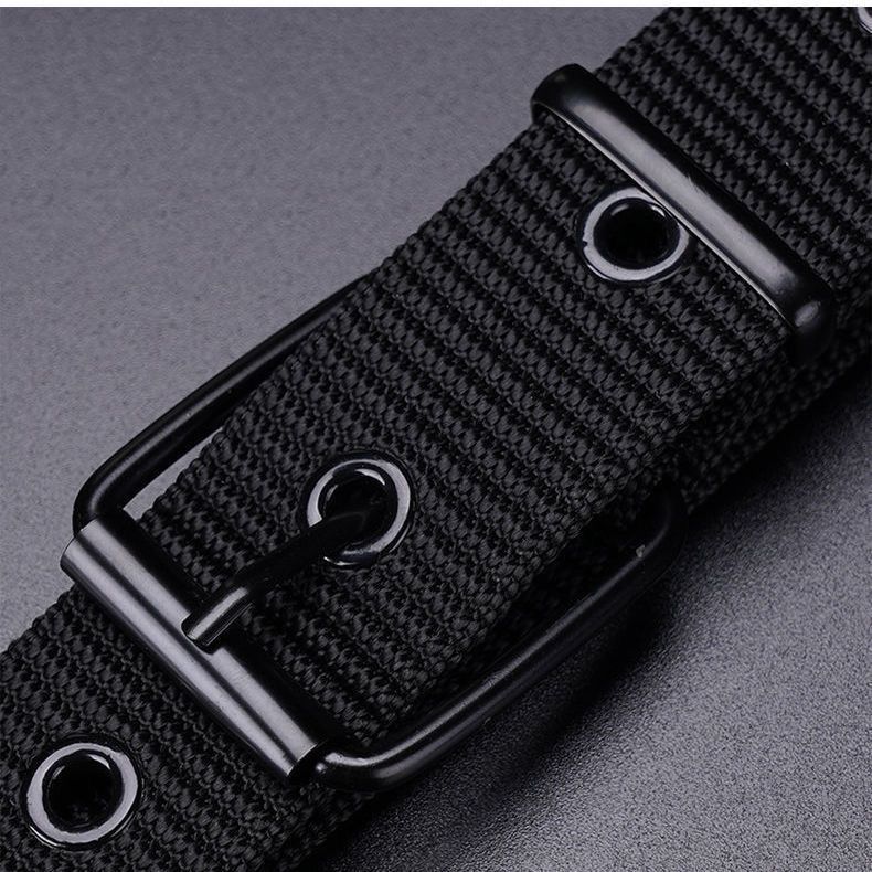 针孔3.8男士皮带2025夏季时尚青年帆布韩版休闲尼龙针扣腰带裤带 - 图0