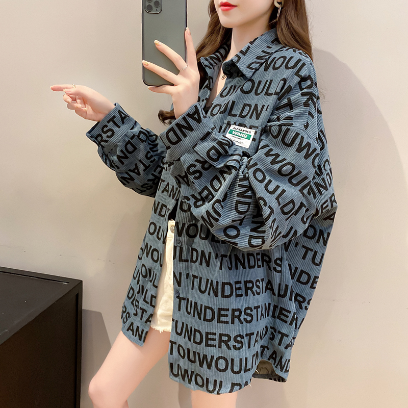 网红2020年春秋季新款女装韩版衬衫 青花羊衬衫