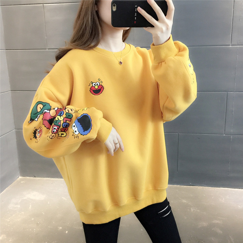 中长款卡通加绒2020秋冬新款卫衣 青花羊卫衣/绒衫