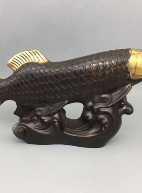 古玩纯铜龙铜器泥金五爪龙生肖用品家居办公桌面装饰礼品摆件老货