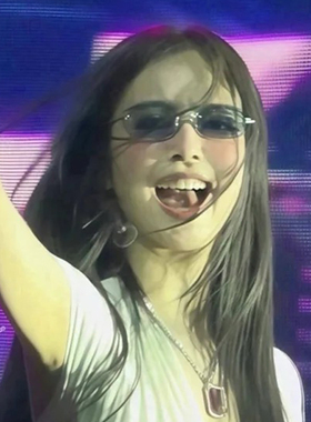 Jennie同款墨镜女y2k欧美风小框蓝色无框中古太阳镜时尚INS辣妹风