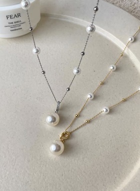 满天星珍珠项链颈链女款2025新款轻奢小众高级感金属锁骨链