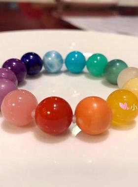 渐变甜美风彩虹色舒俱来多宝手串