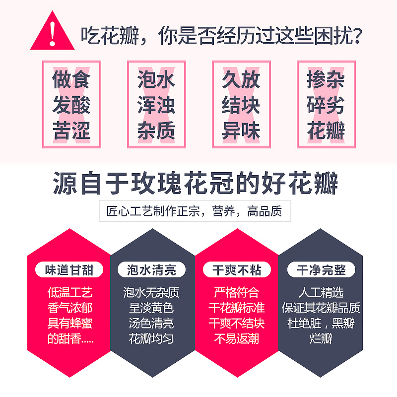 玫瑰花瓣食用平阴重瓣玫瑰干花瓣新鲜烘培可做酵素蛋糕阿胶糕 - 图2