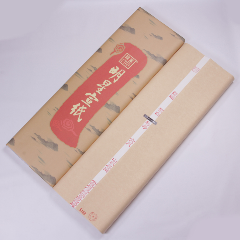 安徽明星宣纸5188山水专用手工加厚檀皮三四六尺八尺条屏作品纸花鸟山水写意国展纸创作品生宣纸100张